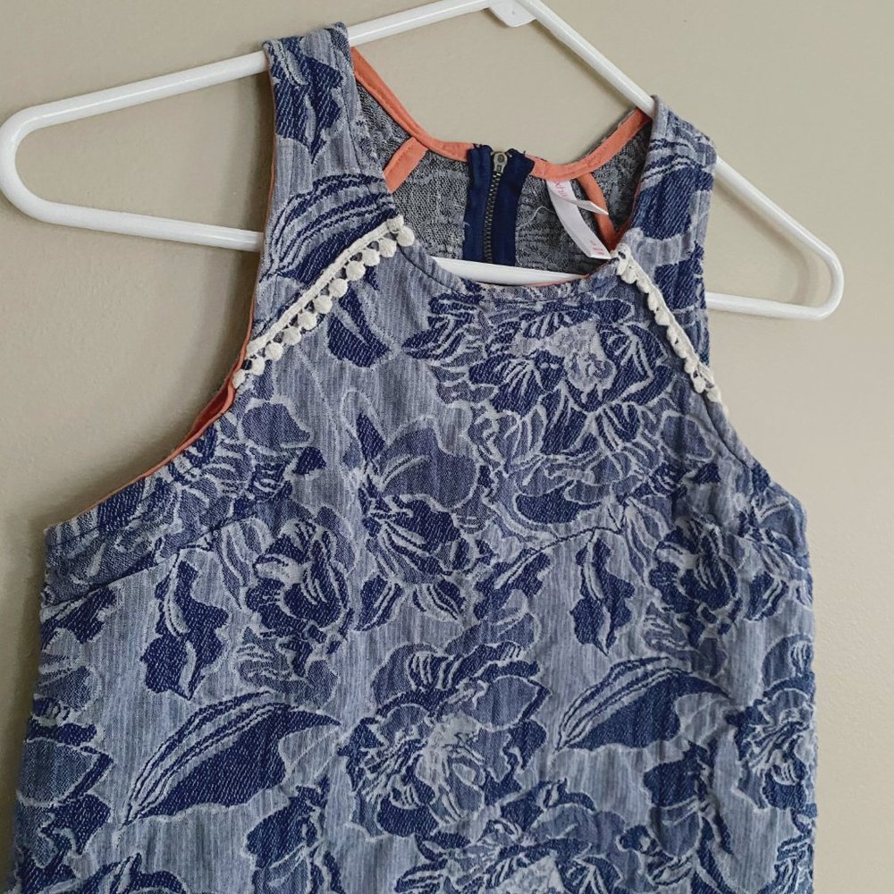 Chambray textured floral print crop top blue sz s - Picture 4 of 6